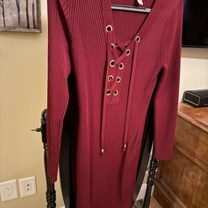 MICHAEL Michael Kors Burgundy Lace-Up Dress